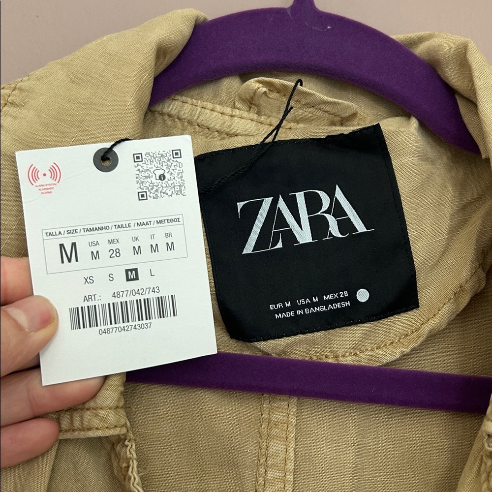 NWT Zara ZW Collection Fluid Washed Trench Coat Linen Oversized Neutral Size M - Picture 6 of 14